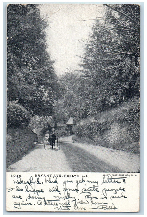 1907 Bryant Avenue Roslyn Long Island New York NY Horse Carriage Posted Postcard
