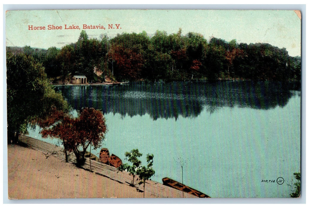 1910 Scenic View Of Horse Shoe Lake Batavia New York NY Antique Postcard