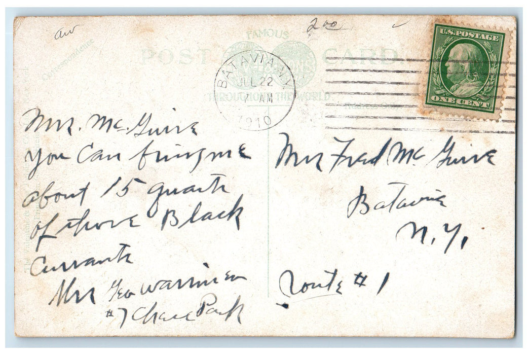 1910 Scenic View Of Horse Shoe Lake Batavia New York NY Antique Postcard