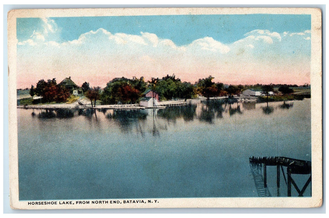 Scenic View Of Horseshoe Lake From North End Batavia New York NY Postcard