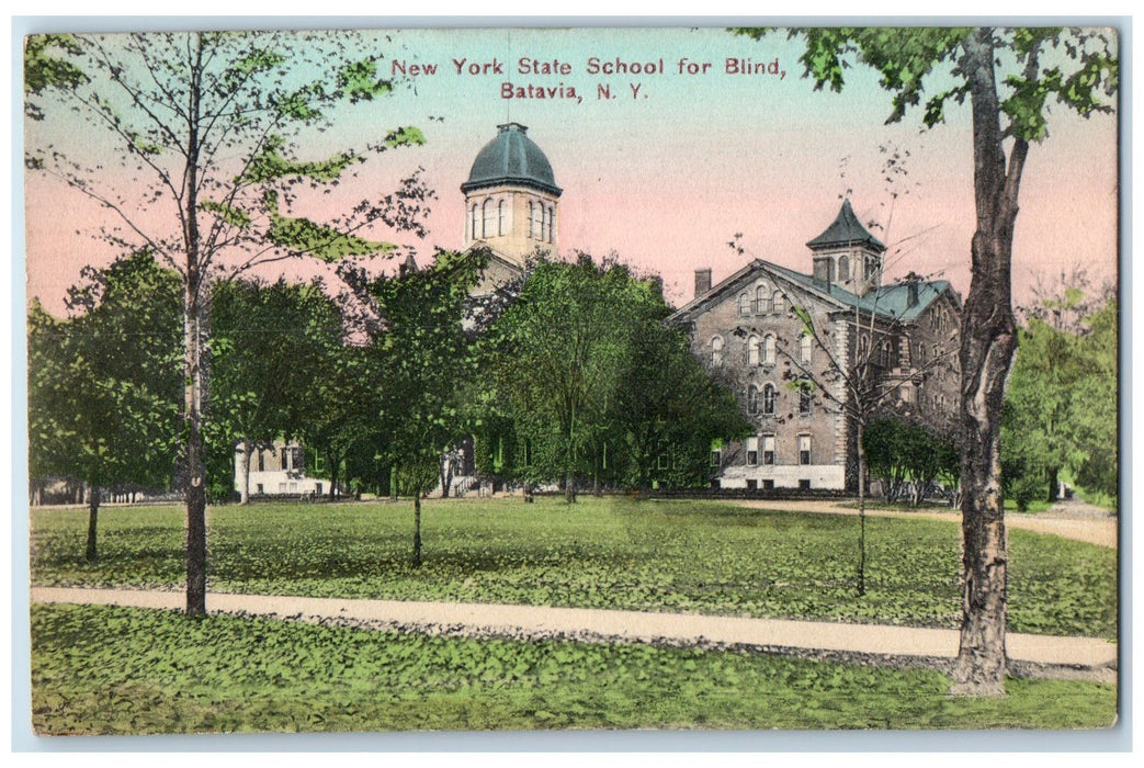 1909 View Of New York State School For Blind Batavia NY Antique Posted Postcard