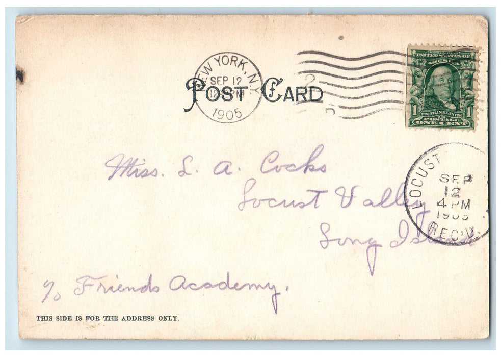 1905 High School Jamaica Cleaning Dirty Road Long Island New York NY Postcard