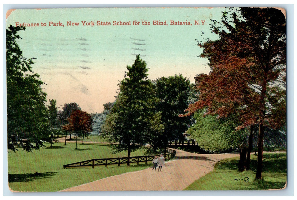 1910 Entrance To Park New York State School For Blind Batavia NY Postcard