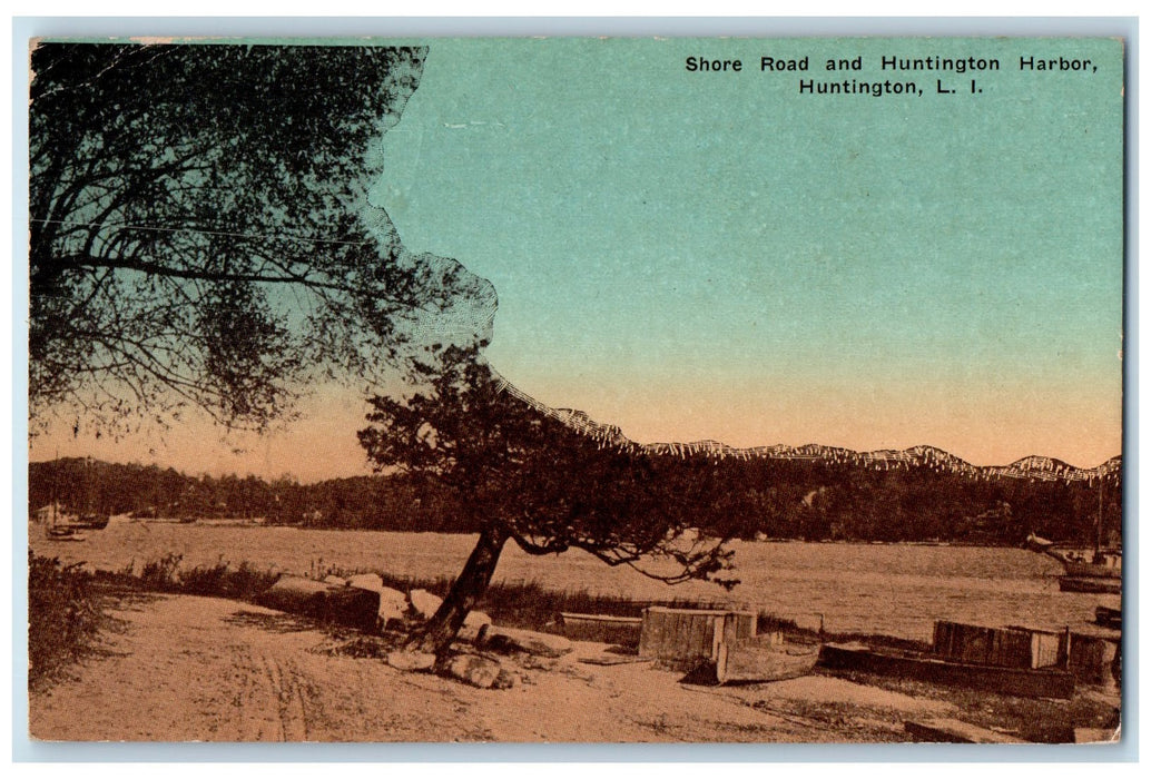 c1950's Shore Road Huntington Harbor Boat Dock Huntington L. I. NY Postcard