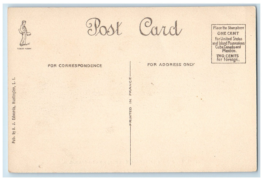 c1920's St. John Episcopal Church Corner Dirt Road Huntington L.I. N.Y. Postcard