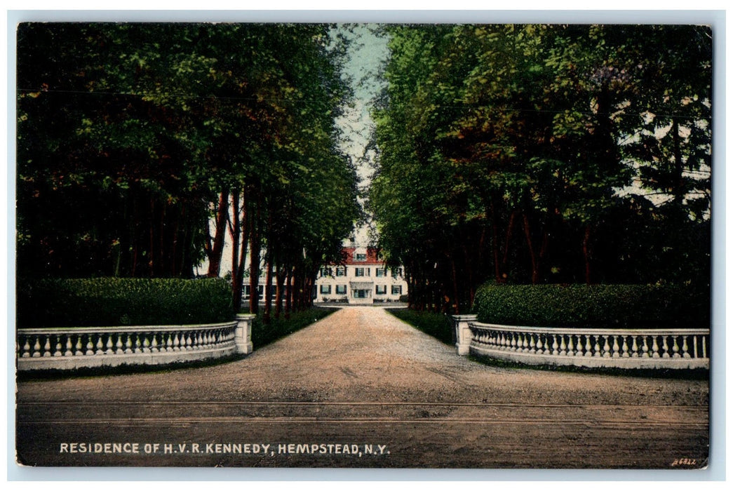1910 Residence HVR Kennedy Train Rail Dirt Road Entrance Hempstead N.Y. Postcard