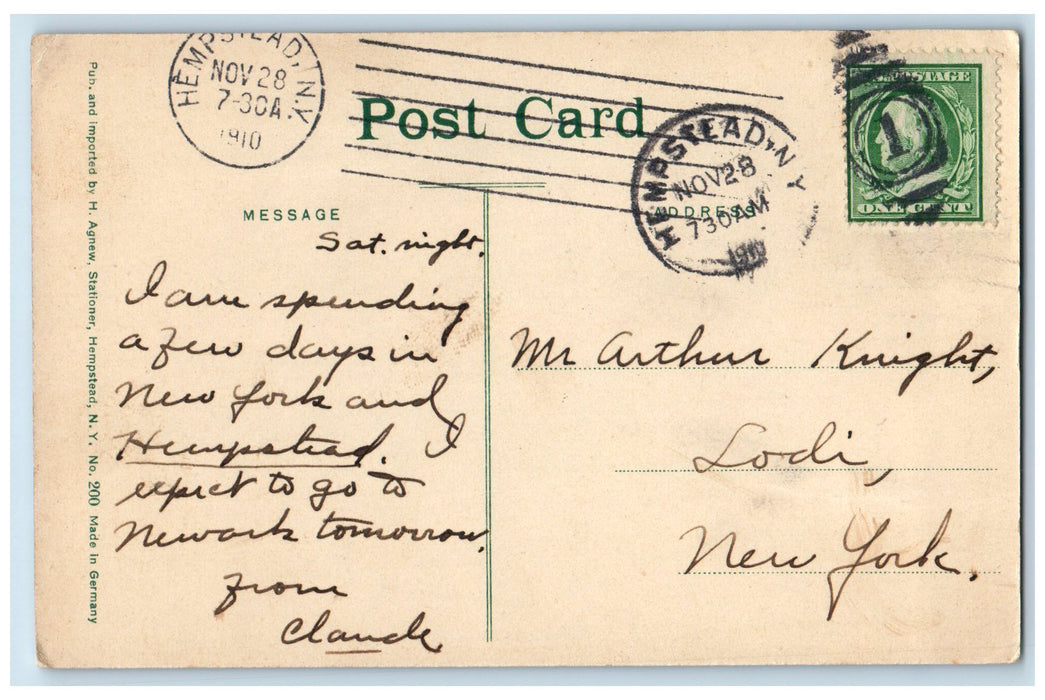 1910 Residence HVR Kennedy Train Rail Dirt Road Entrance Hempstead N.Y. Postcard