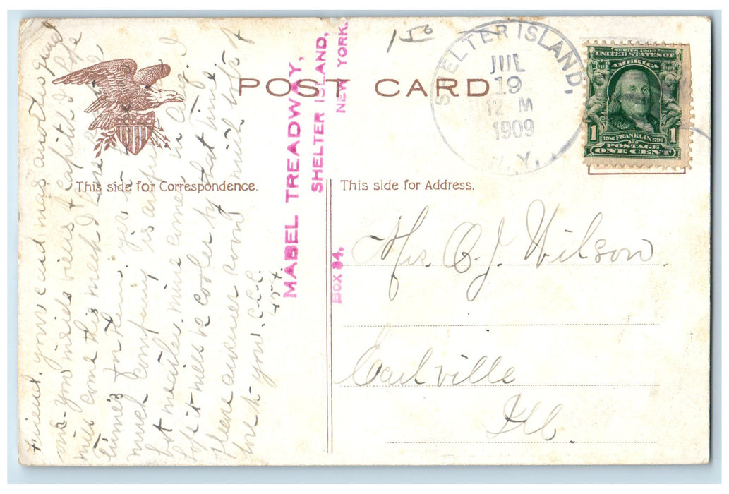 1909 The Booth House View Dirt Road Wired Grass Fence Green Port N.Y. Postcard