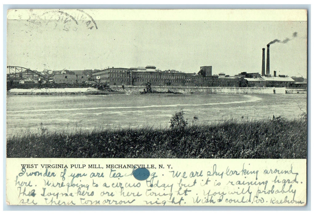 1905 West Virginia Pulp Mill Scene Mechanicville New York NY Unposted Postcard