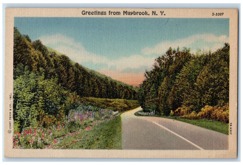 c1940's Greetings From Maybrook Orange County New York NY Unposted Postcard