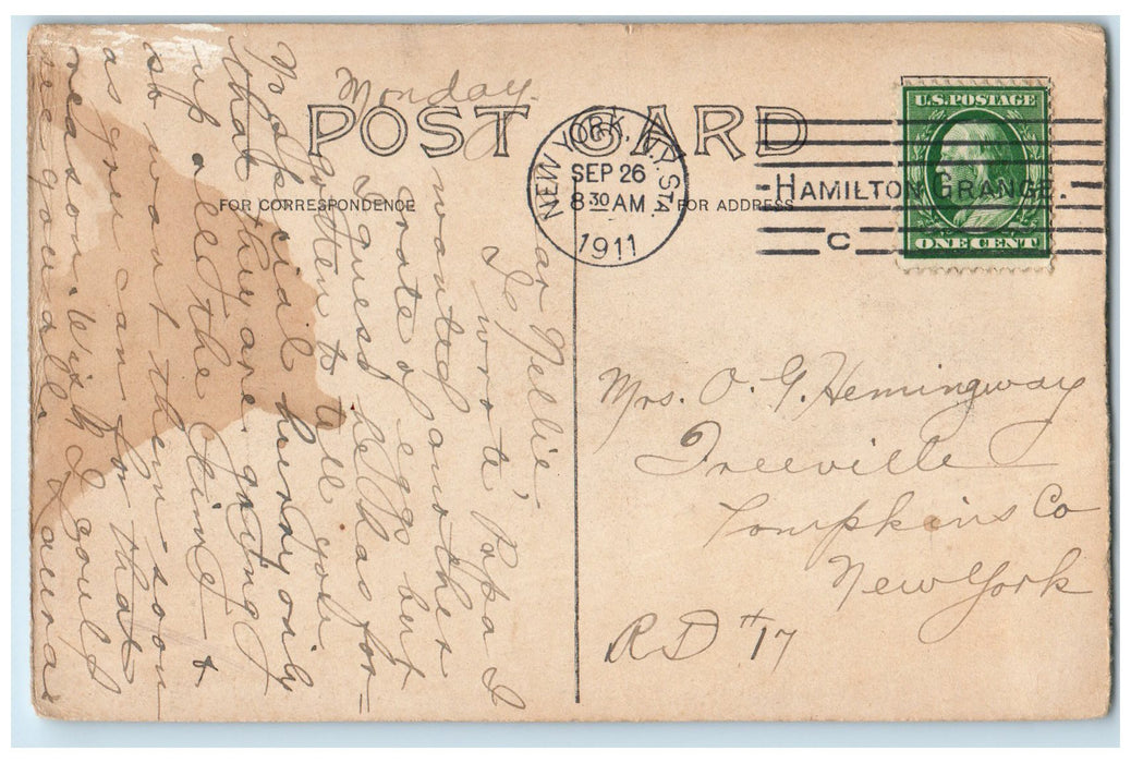 1911 Head Grand Canal Passenger Boat Park Brightwaters Bay Shore N.Y. Postcard