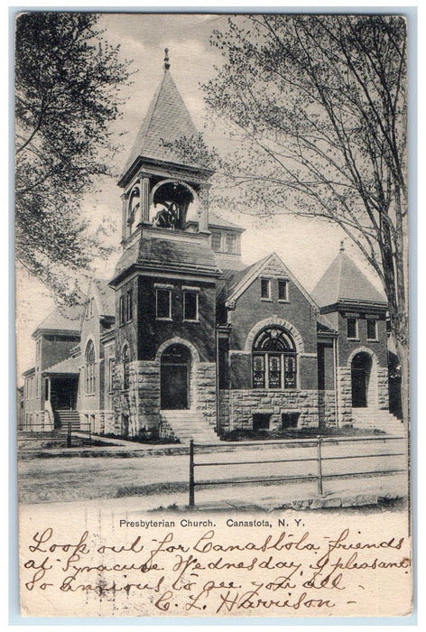 1905 Presbyterian Church Front View Canastota New York NY Antique Postcard