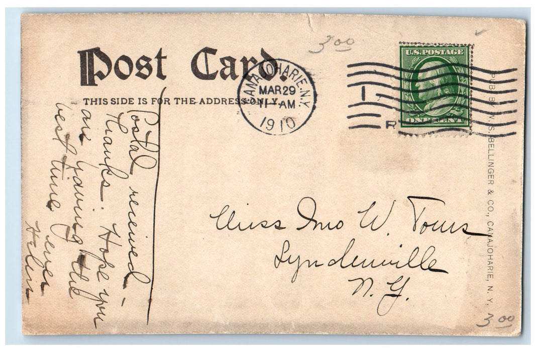 1910 Greetings From Canajoharie New York NY Antique Multiview Posted Postcard