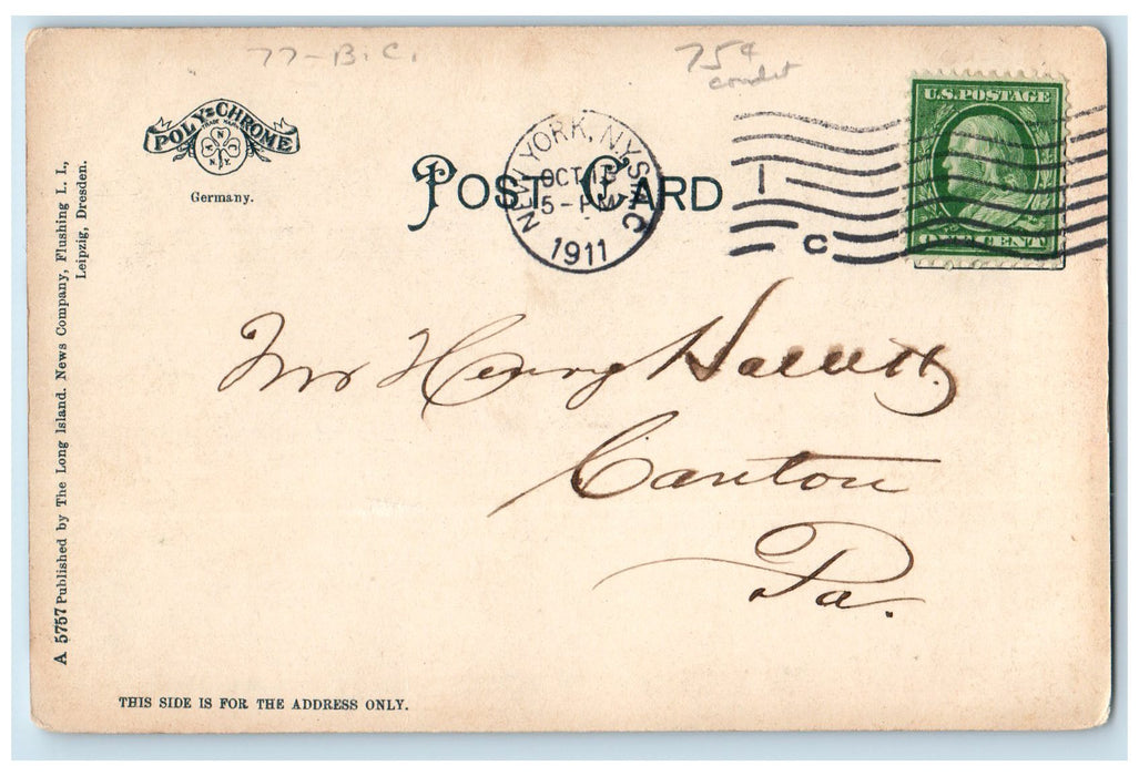 1911 Stony Brook Harbor Lake Pond Passenger Boat Hills Stony Brook N.Y. Postcard