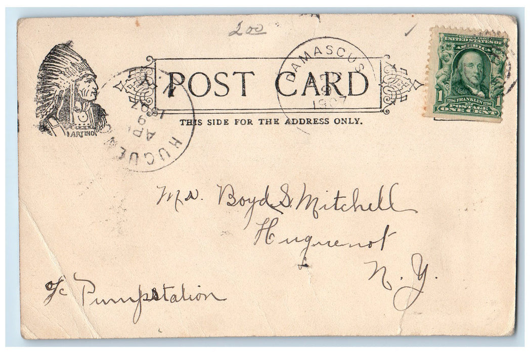 1907 Bush's Glen Near Cochecton New York NY, Water Falls Scene Antique Postcard