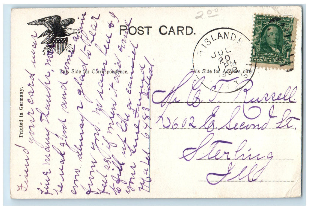 1908 Glimpse Deering's Harbor Sailboat Dock Side Shelter Island N.Y. Postcard