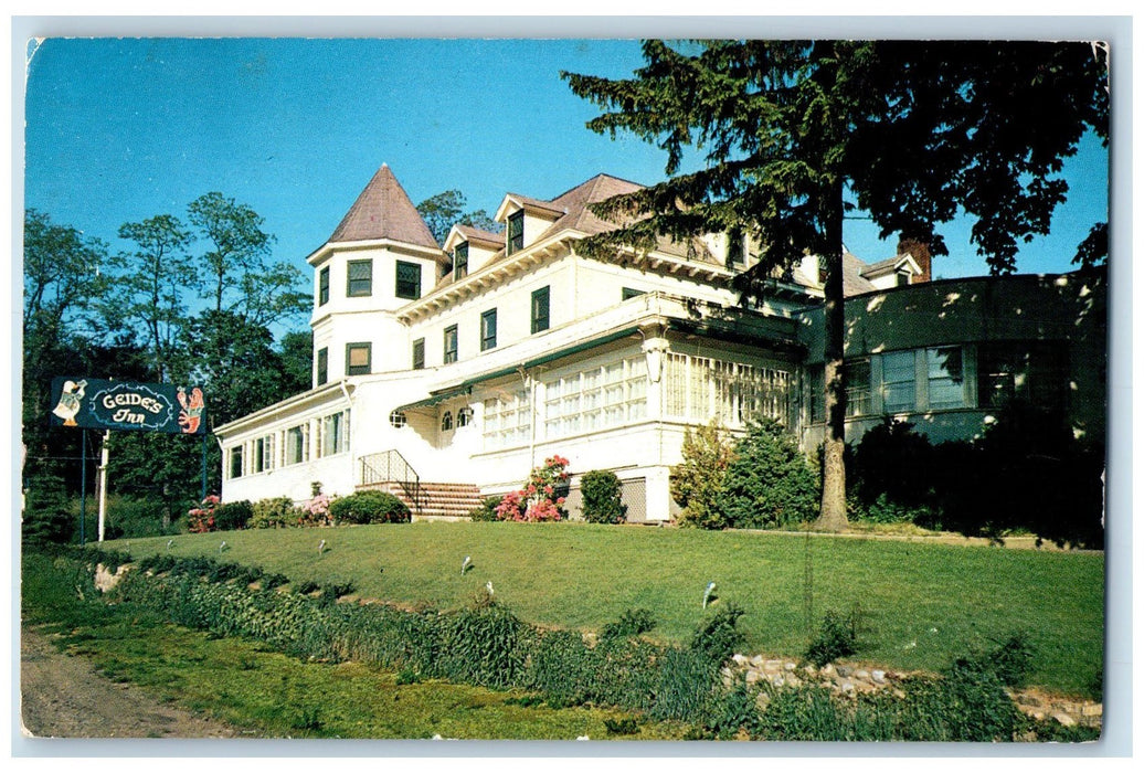 1960 Geide's Inn Hotel Restaurant Entrance Center Port Long Island N.Y. Postcard