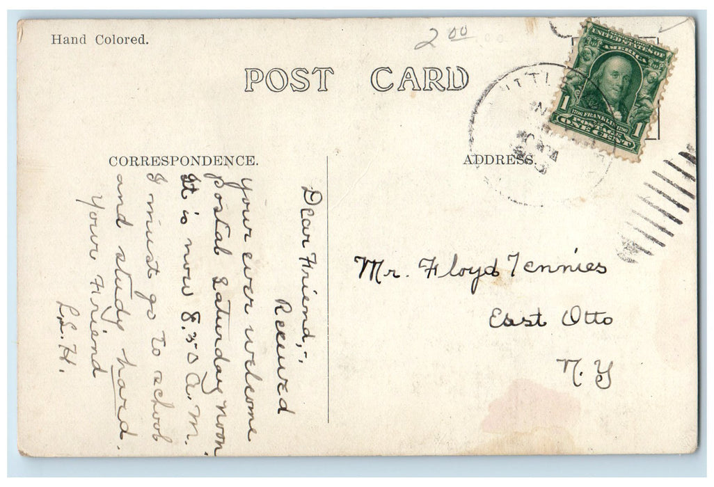 1910 Cattaraugus County Clerk's Office Little Valley New York NY Posted Postcard