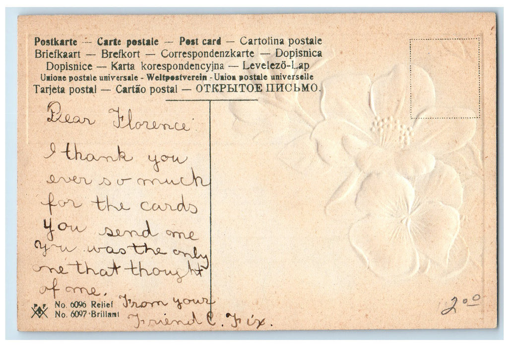 c1910's Greetings From Lancaster Embossed New York NY Unposted Flowers Postcard