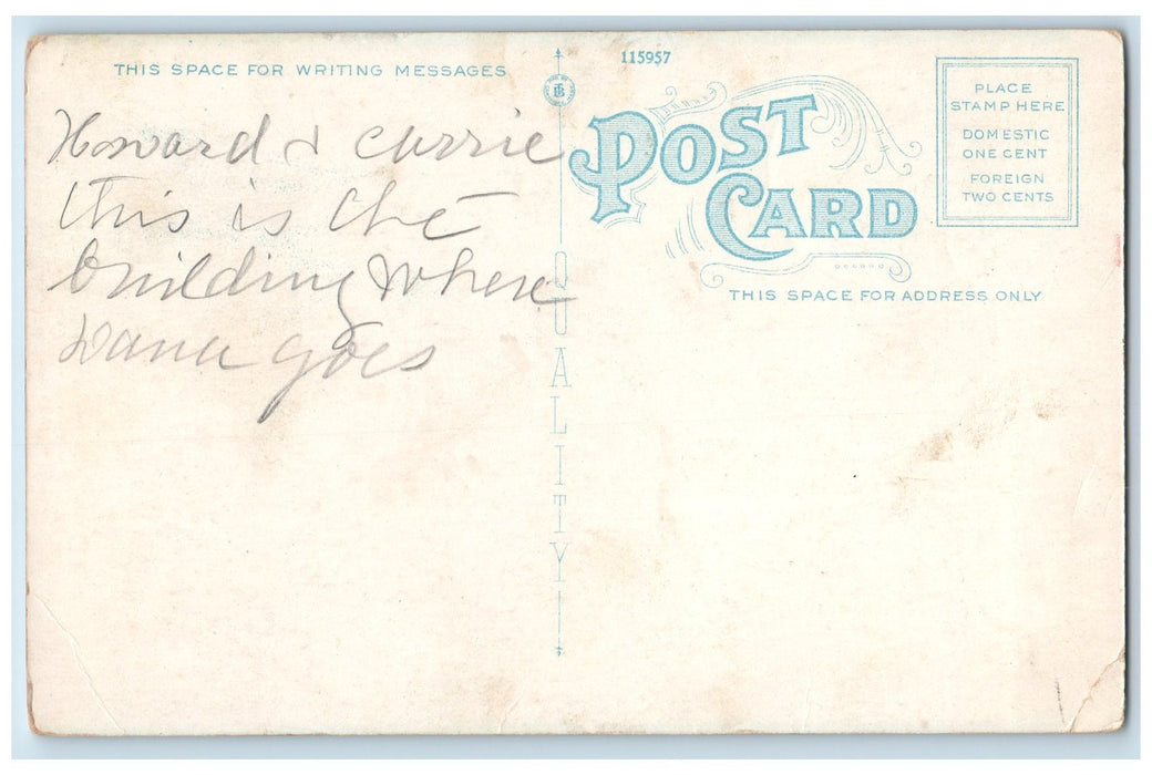 c1920 Marine Biological School Flag Fire Hydrant Woods Hole M.A. Postcard