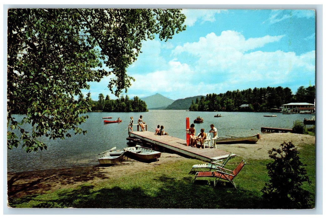 1977 Lake Shore Motel Scene Lake Placid New York NY Posted Vintage Postcard