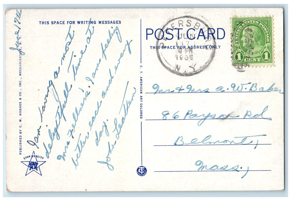1936 Petersburg Grafton Mountain Taconic Trail Valley Williamstown M.A. Postcard