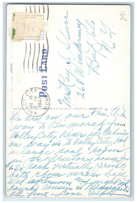 1947 Train Railroad High Bridge Valley City North Dakota ND Vintage Postcard