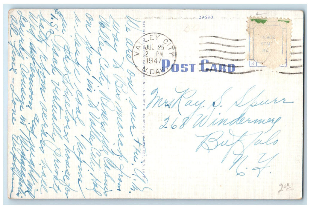 1947 Train Railroad High Bridge Valley City North Dakota ND Vintage Postcard