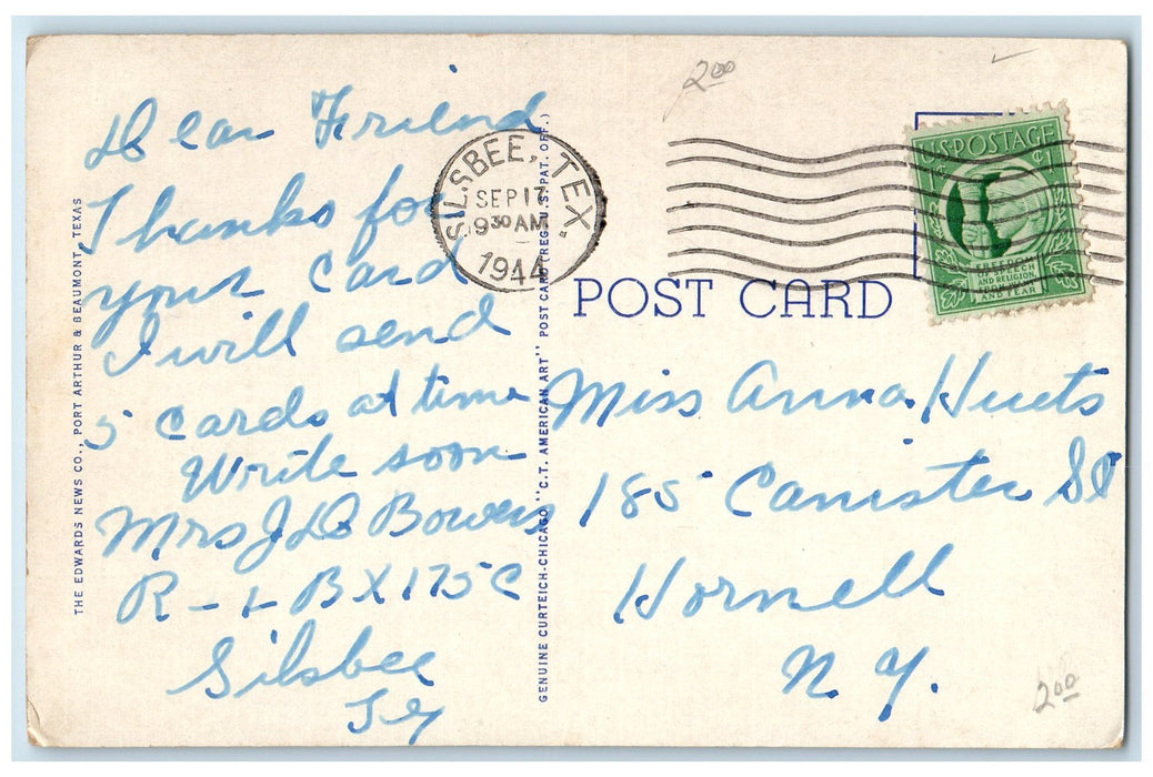 1944 View Of Neches River Bridge Beaumont Texas TX Vintage Posted Postcard