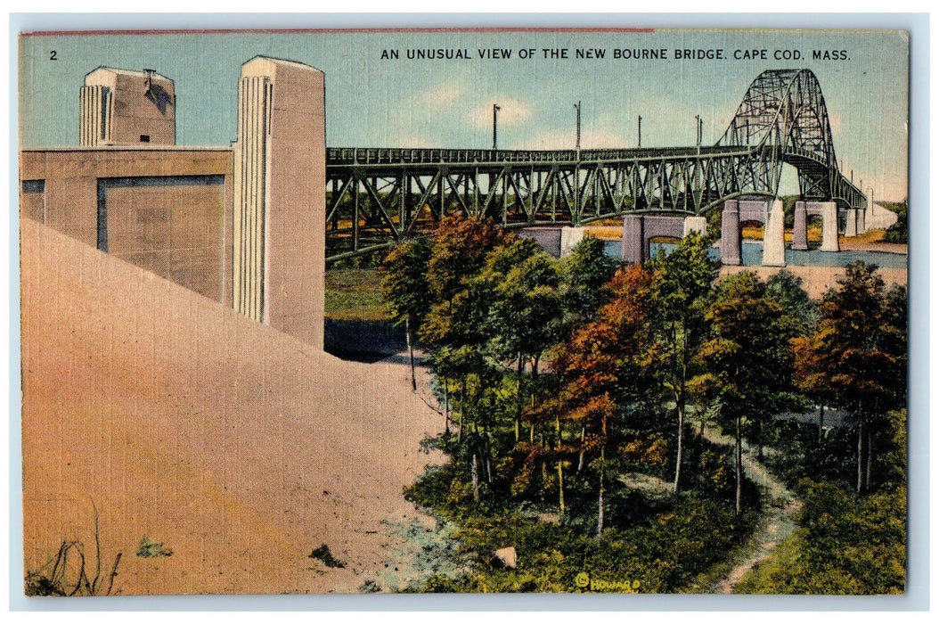 An Unusual View Of The New Bourne Bridge Cape Cod Massachusetts MA Postcard