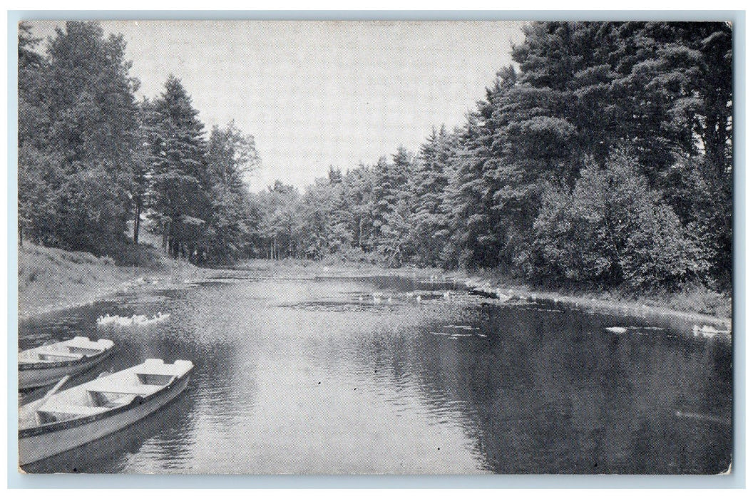 c1950 The Pond Boat Stanley Park Stanley Home Products Westfield MA Postcard