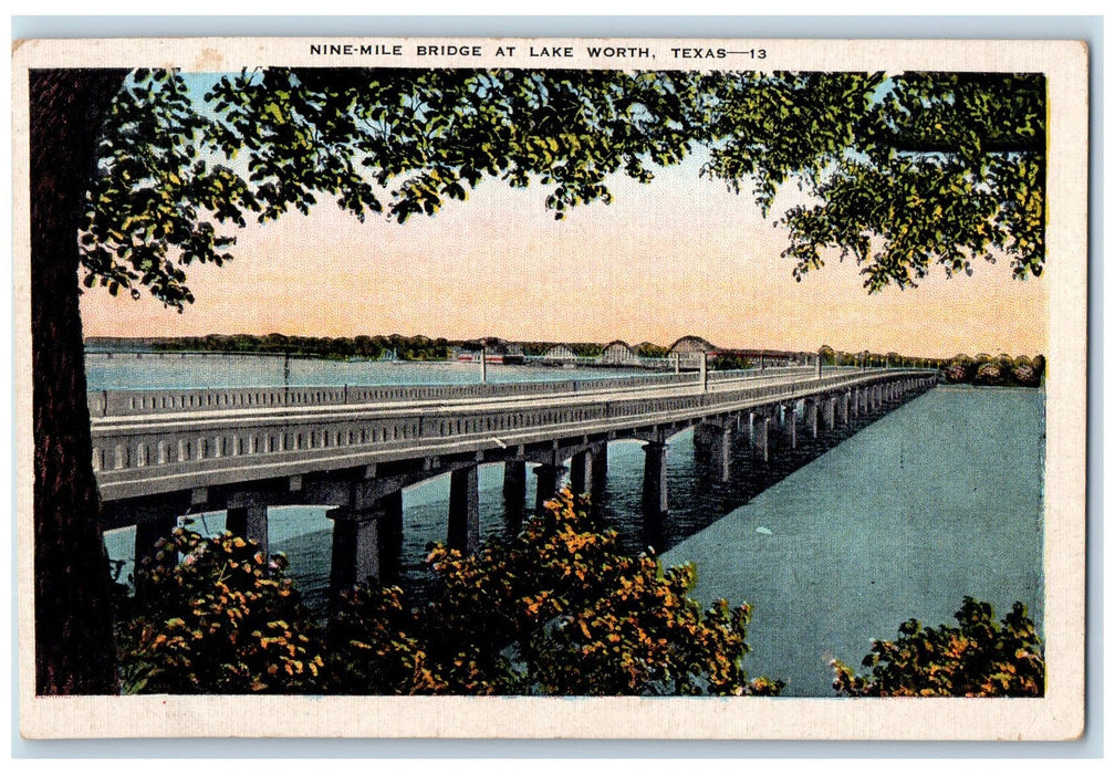 View Of Nine-mile Bridge At Lake Worth Texas TX, Trees Nature Scene Postcard