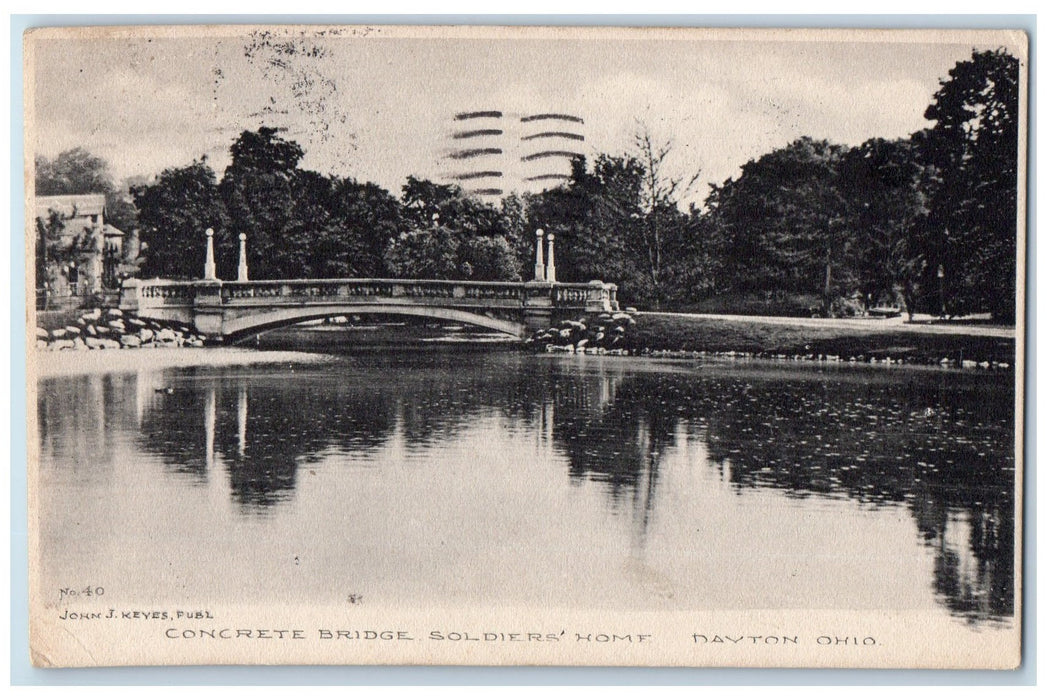 1909  Concrete Bridge Soldier's Home Dayton Ohio OH Antique Posted Postcard