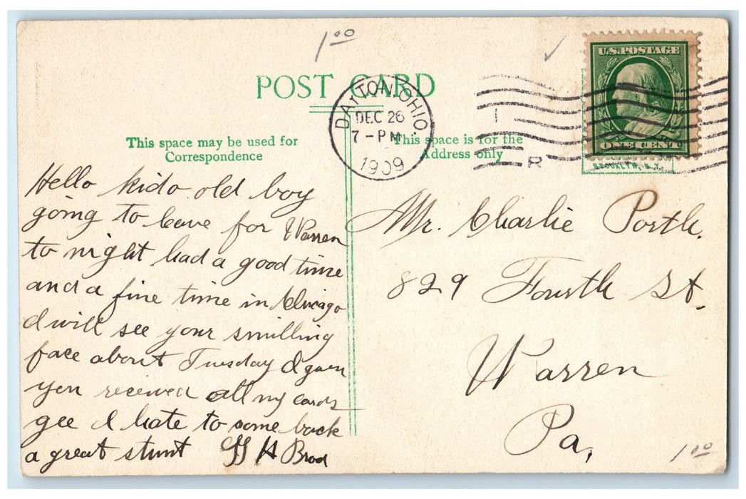 1909  Concrete Bridge Soldier's Home Dayton Ohio OH Antique Posted Postcard