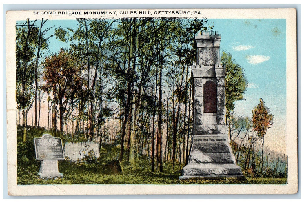 Second Brigade Monument Culps Hill Gettysburg Pennsylvania PA Vintage Postcard