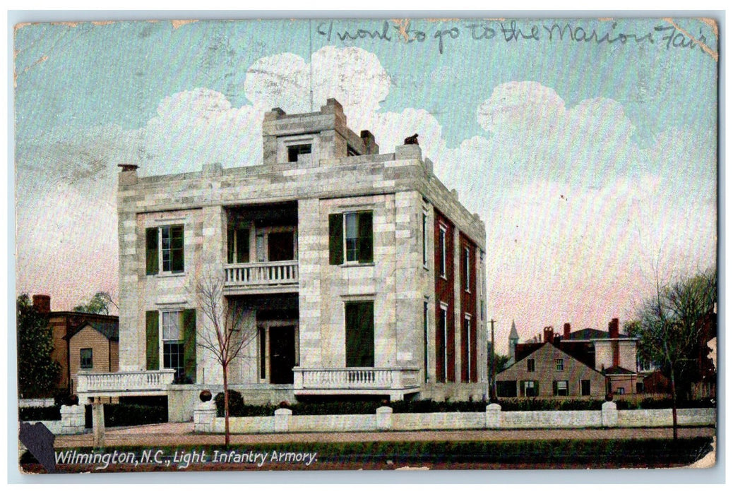 1917 View Of Light Infantry Armory Wilmington North Carolina NC Antique Postcard