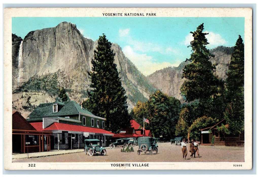 Yosemite National Park, Yosemite Village California CA Cars Scene Postcard