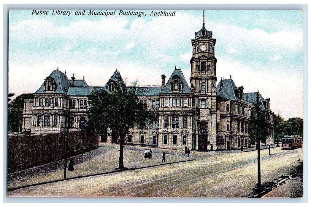 c1910's Public Library And Municipal Building Auckland New Zealand Postcard