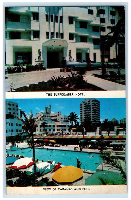 The Surfcomber Hotel Swimming Pool Miami Beach Florida FL Dual View Postcard