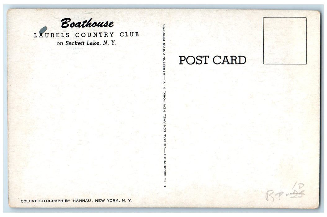 Boathouse Laurels Country Club Boat Canoeing Scene On Sackett Lake NY Postcard