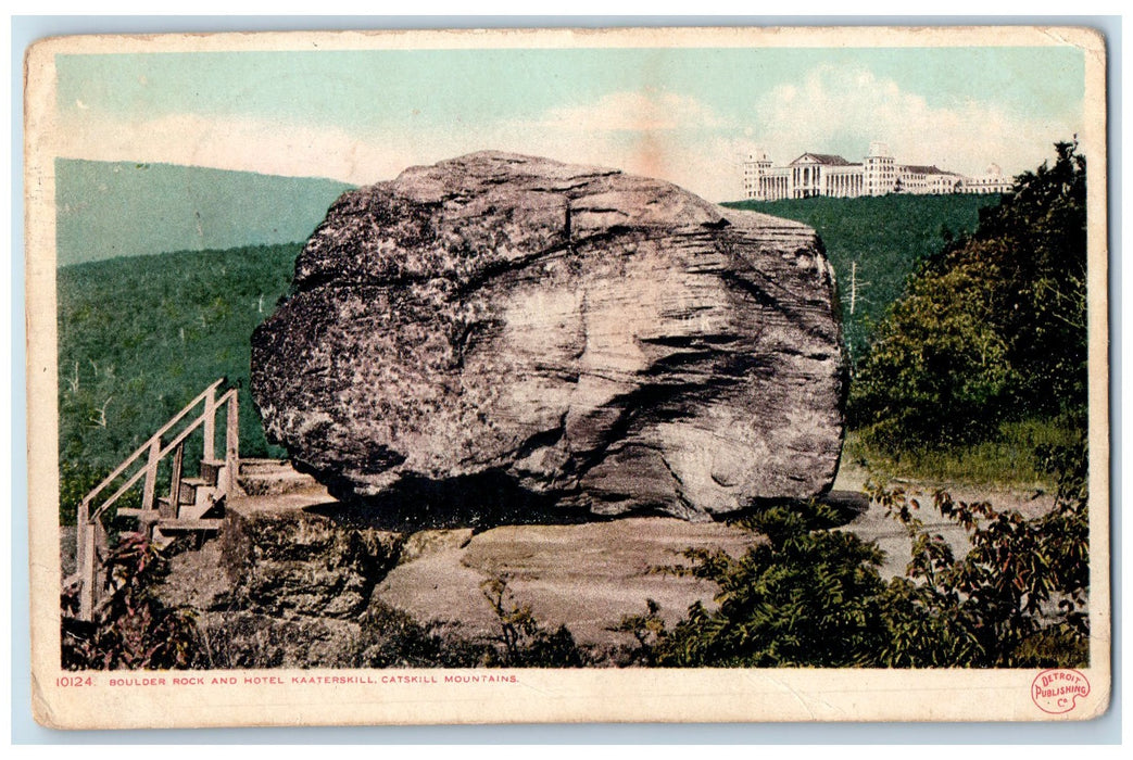 1908 Boulder Rock And Hotel Kaaterskill Catskill Mts., Haines Falls NY Postcard