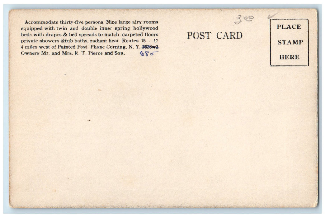 c1910's Erwin Motel Tourist Court Corning New York NY Unposted Vintage Postcard