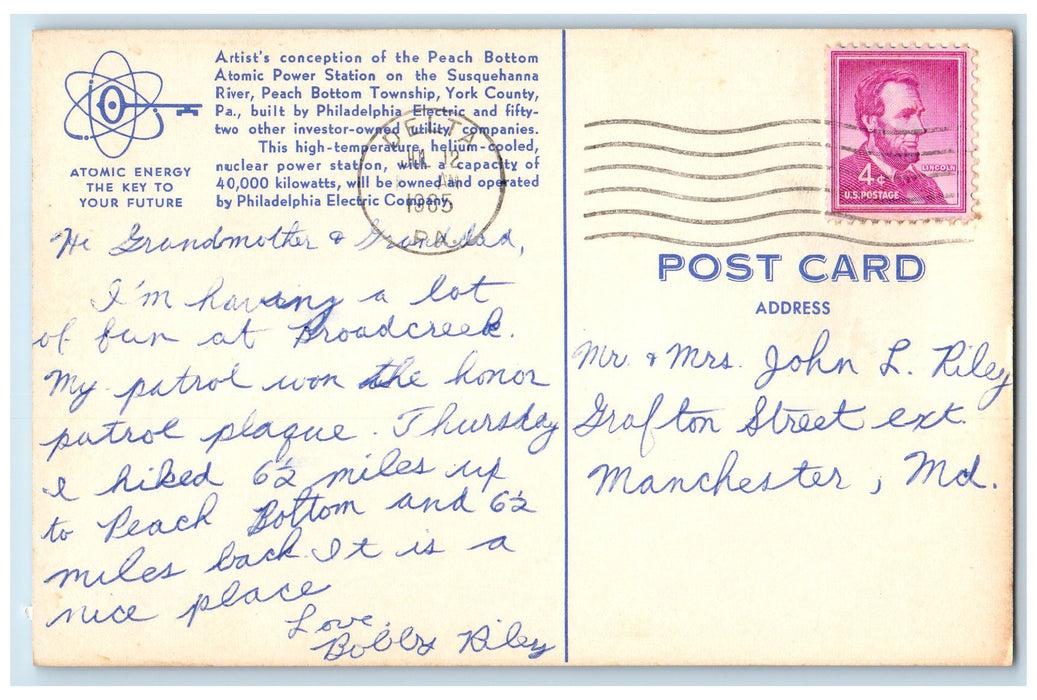 1985 Atomic Power Station Peach Bottom Township York County PA Postcard
