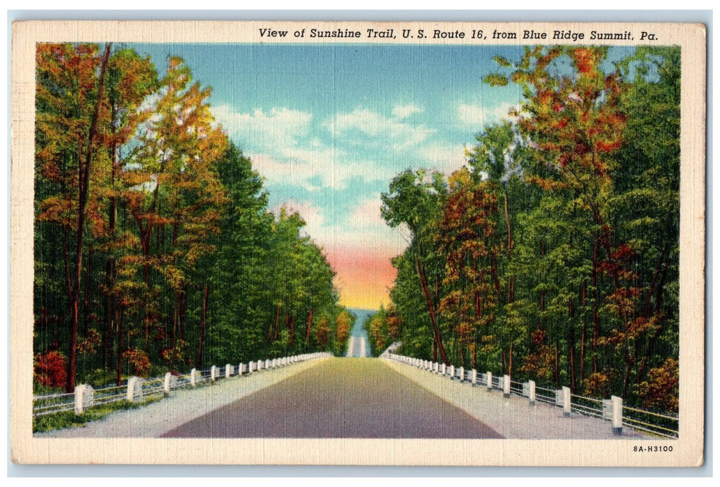 1939 Sunshine Trail View Highway Blue Ridge Summit Pennsylvania PA Postcard