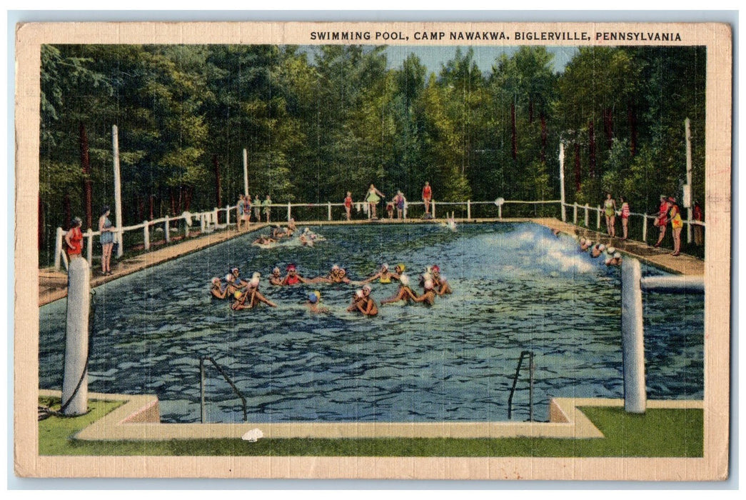 1945 Swimming Pool Dancing Camp Nawakwa Biglerville Pennsylvania PA Postcard