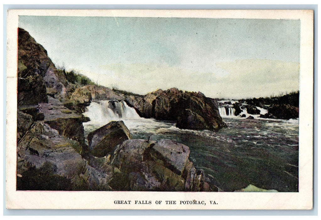 c1905's Great Falls Lake Rocks Running Water Potomac Virginia VA Postcard