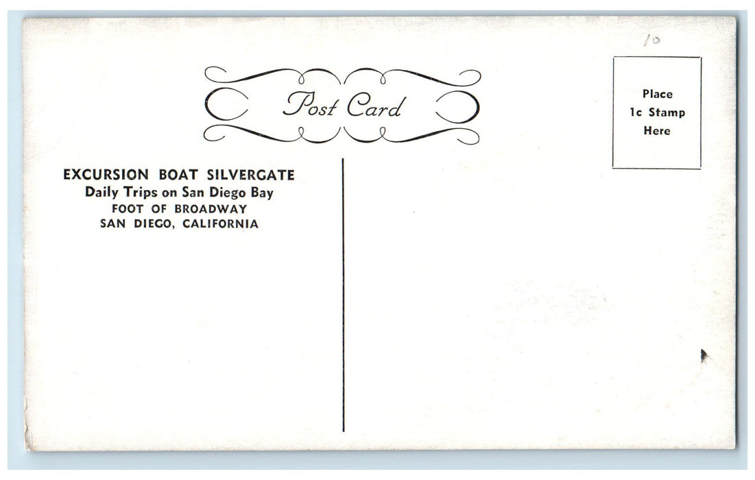 c1950 Excursion Boat Silvergate Dock Passenger San Diego California CA Postcard