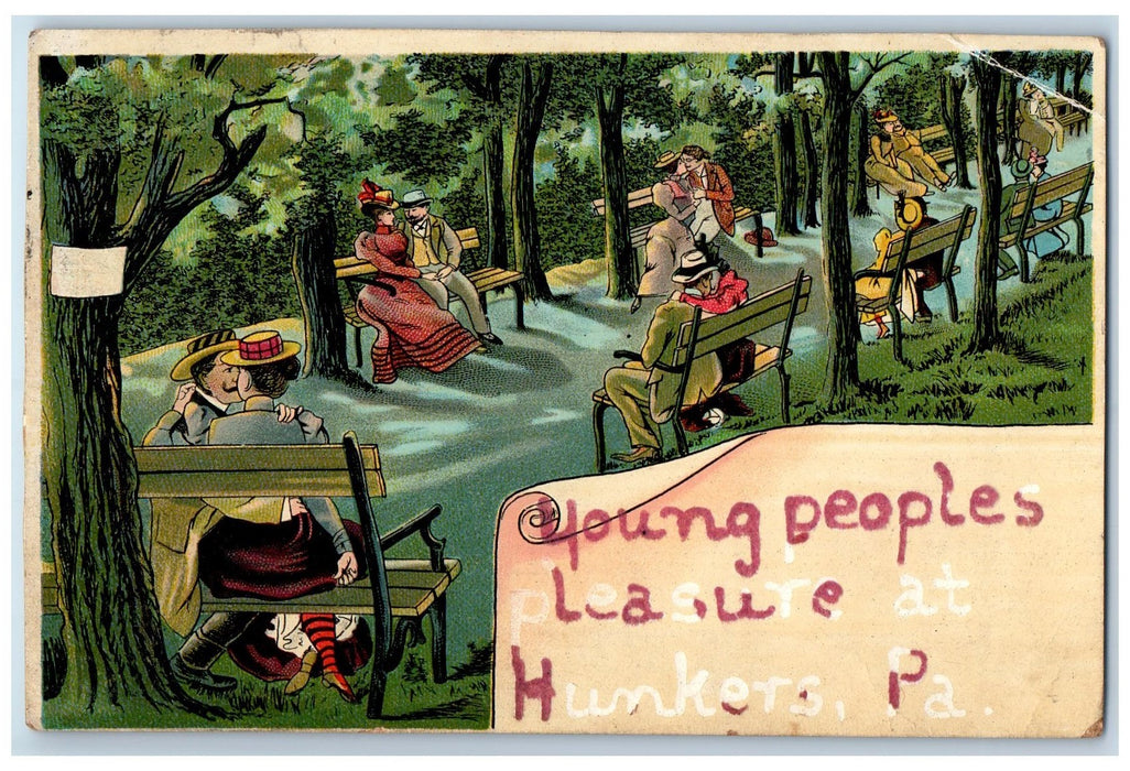 1909 Young Peoples Pleasure Street Dating Hunkers Pennsylvania PA Postcard