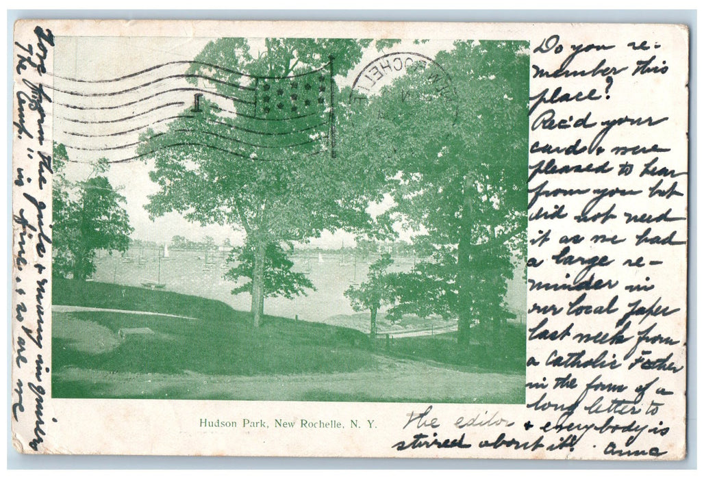 1905 Hudson Park Sailboat Lake Hills Dirt Road New Rochelle New York NY Postcard