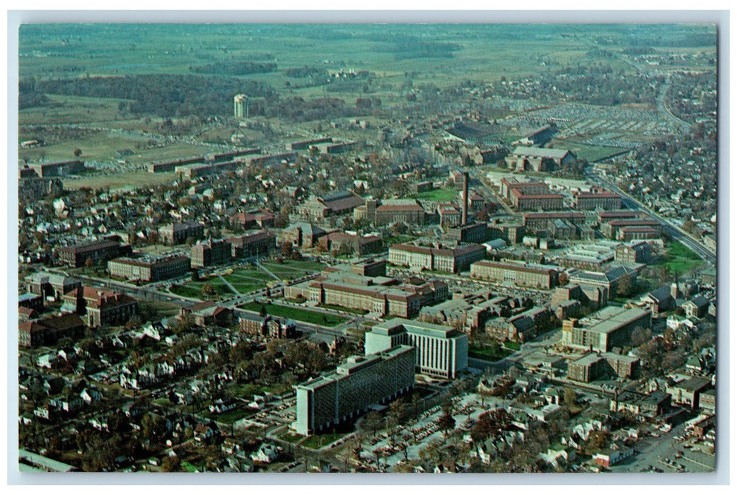 c1960s Aerial View Purdue University Campus West Lafayette Indiana IN Postcard